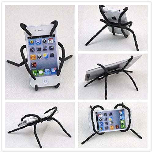[Australia - AusPower] - ANGELANGELA 3222641 Universal Multi-Function Portable Spider Flexible Grip Holder for Smartphones and Tablets, Black 