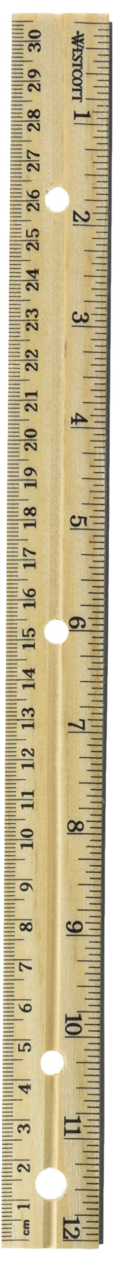 [Australia - AusPower] - Westcott Hole Punched Wood 12" Ruler English and Metric with Metal Edge 12 Rulers 