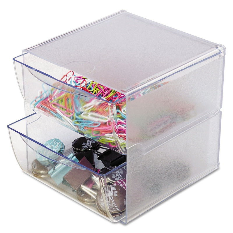 [Australia - AusPower] - deflecto 350101 Two Drawer Cube Organizer, Clear Plastic, 6 x 7-1/8 x 6 