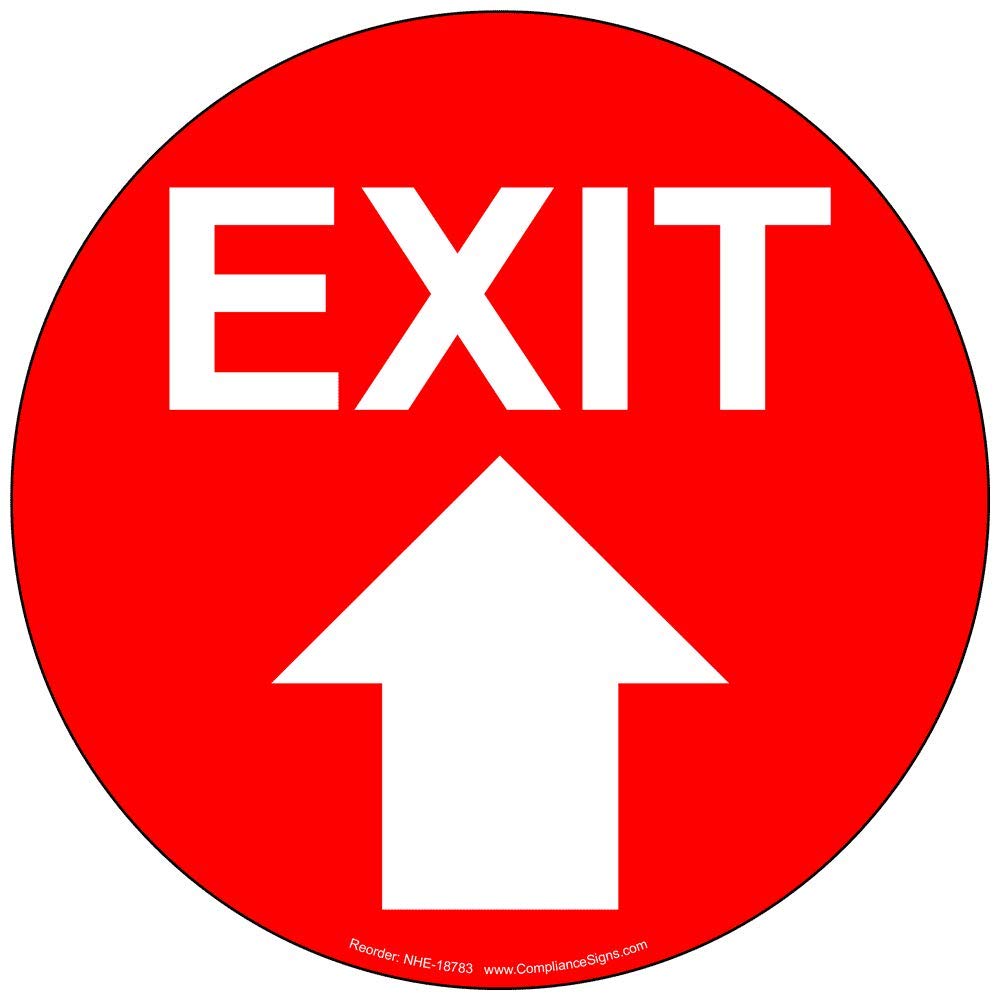 [Australia - AusPower] - ComplianceSigns.com Exit (with Up Arrow) Heavy Traffic Floor Label Decal for Enter/Exit, 18 Inch Red Self-Adhesive Vinyl 