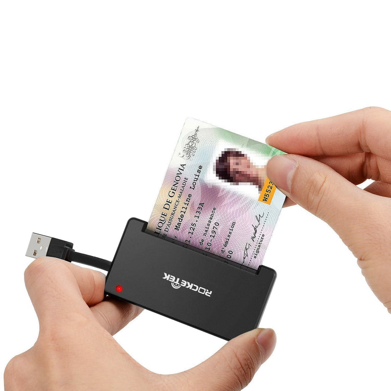 [Australia - AusPower] - Rocketek DOD Military USB Smart Card Reader/CAC Common Access Card Reader Writer for Military|ID Card/IC Bank Chip Card Reader, USB Smart Card Writer Compatible with Windows XP/Vista/7/8/11, Mac OS 