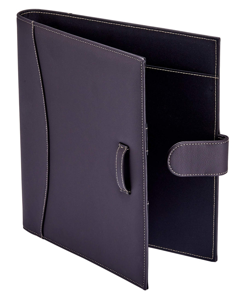 [Australia - AusPower] - It's Academic Executive Leather Portfolio Folder, 1" Ring Binder and 250-Sheet Capacity to Organize Resumes, Business Cards, Note Pads, and Legal-Size Documents, Pen Loop, Dark Brown Faux Leather 