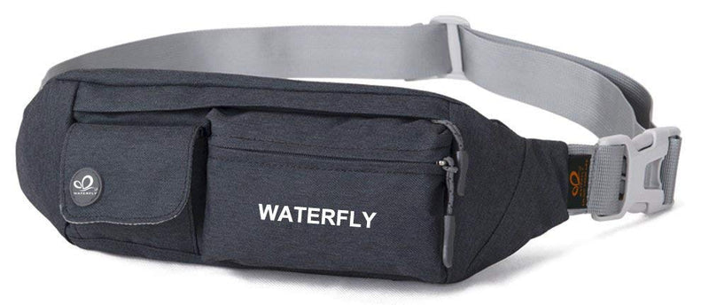 [Australia - AusPower] - WATERFLY Fanny Pack for Women Men Water Resistant Small Waist Pouch Slim Belt Bag with 4 Pockets for Running Travelling Hiking Walking Lightweight Crossbody Chest Bag Fit All Phones 