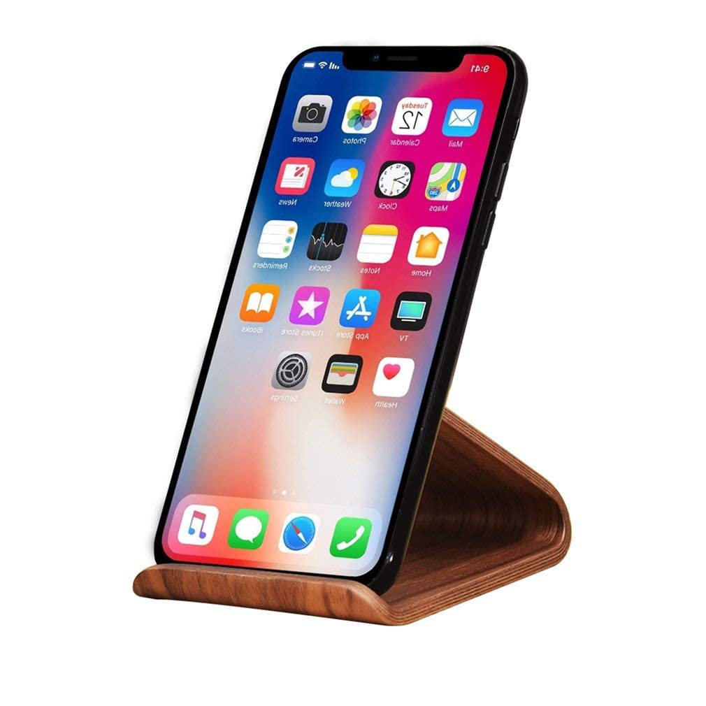 [Australia - AusPower] - SAMDI Cell Phone Stand, iPhone Wood Dock: Cradle, Holder for Switch All Android Smartphone, iPhone 6 6s 7 8 X Plus 5 5s 5c Accessories Desk - ( Black Walnut ) 