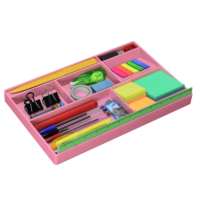 [Australia - AusPower] - Acrimet Desk Drawer Organizer Tray with 8 compartments Bin Multi-Purpose for Desk Supplies and Accessories (Plastic) (Pink Color) 