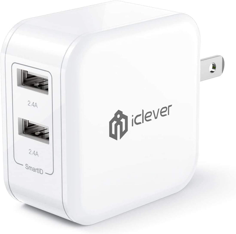 [Australia - AusPower] - iClever BoostCube 2nd Generation 24W Dual USB Wall Charger with SmartID Technology, Foldable Plug, Travel Power Adapter for iPhone Xs/XS Max/XR/X/8 Plus/8/7 Plus/7/6S/6 Plus, iPad Pro Air/Mini and Other Tablet 1 Pack 