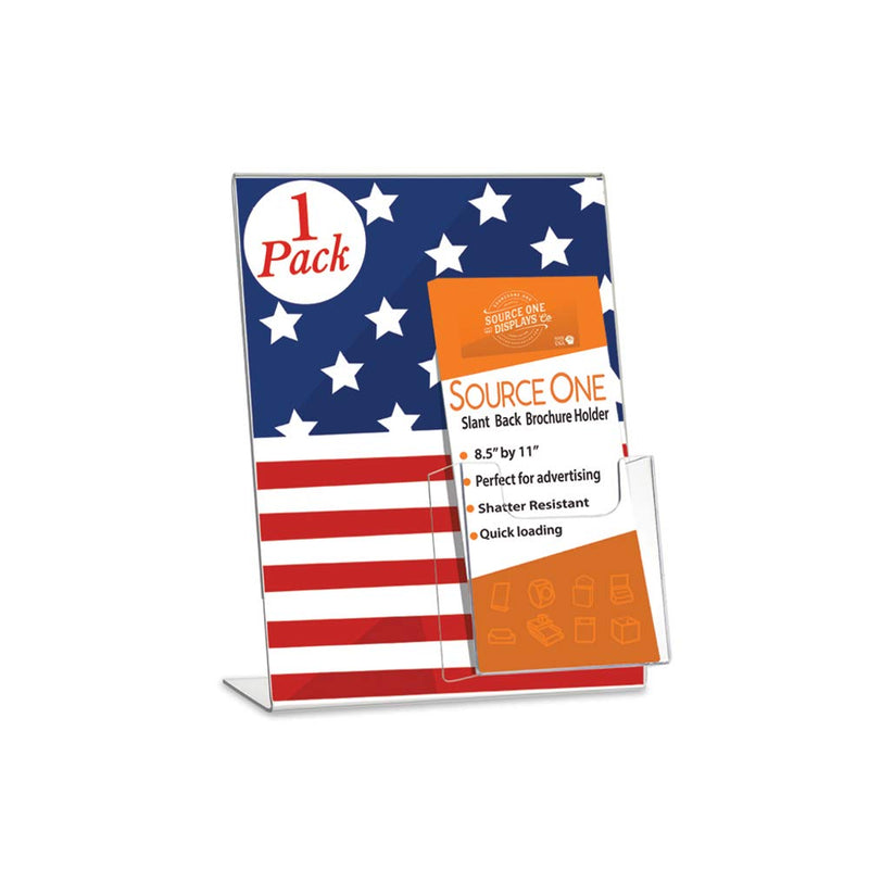 [Australia - AusPower] - SOURCEONE.ORG Deluxe Clear Acrylic Slant Back Sign Holder Premium 8.5 x 11 Inches with Trifold Brochure Pocket 1 Pack 