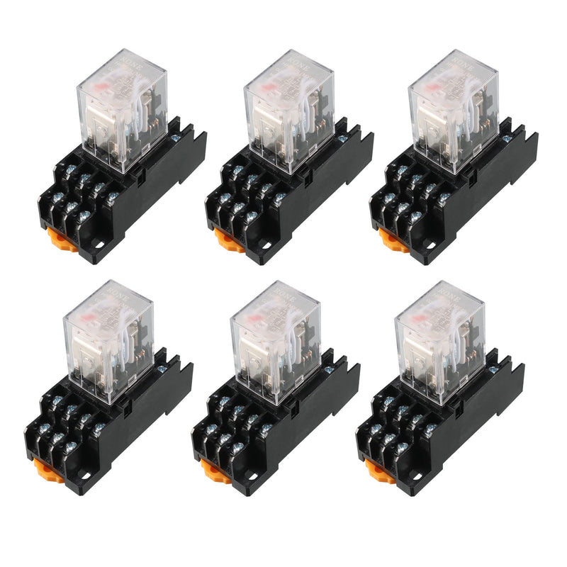 [Australia - AusPower] - uxcell 6 Pcs AC 110V/120V Coil 4PDT 35mm DIN Rail Power Relay + Socket 