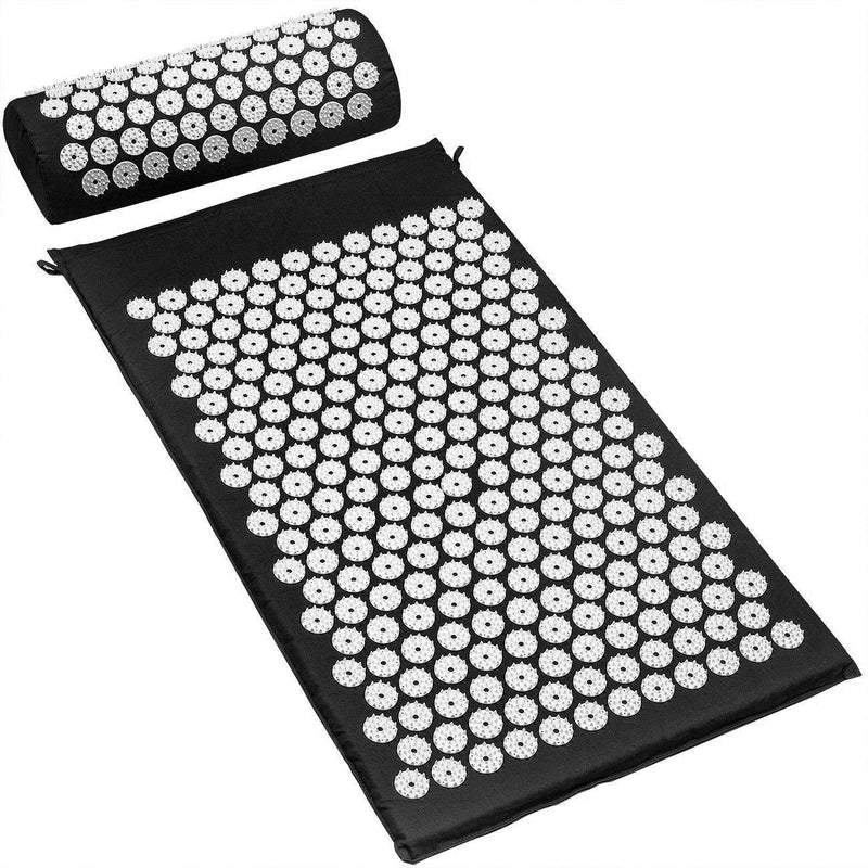 [Australia - AusPower] - Sivan Back and Neck Pain Relief Acupressure Mat and Pillow Set, Chronic Back Pain Treatment - Relieves Your Stress of Lower Upper Back and Sciatic Pain - Black 