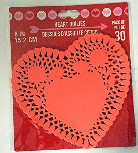 [Australia - AusPower] - 30 Red Heart Shaped Die Cut Paper Doilies - 6 inches 