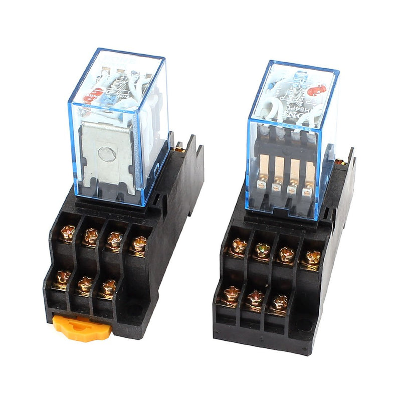 [Australia - AusPower] - uxcell 2 Pcs AC 110/120V 5A Coil 35mm DIN Rail 4PDT 14Pin Power Relay + Base 