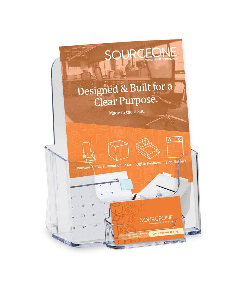 [Australia - AusPower] - Source One Counter Top BiFold 6-Inch Wide Acrylic Brochure with Business Card Holder (S1-CTBFWBC) 