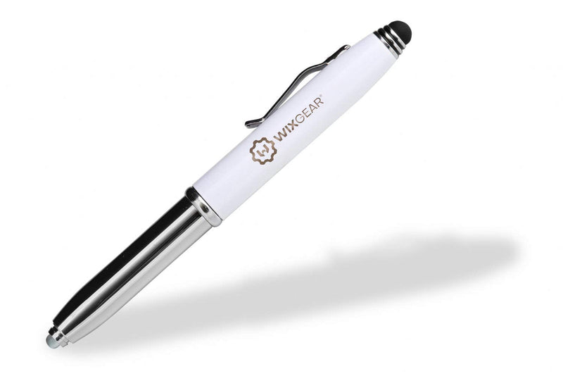 [Australia - AusPower] - WixGear 3-in-1 Stylus Pen - Stylus Pen for Touch Screens with LED Flashlight and Pen (White) White 