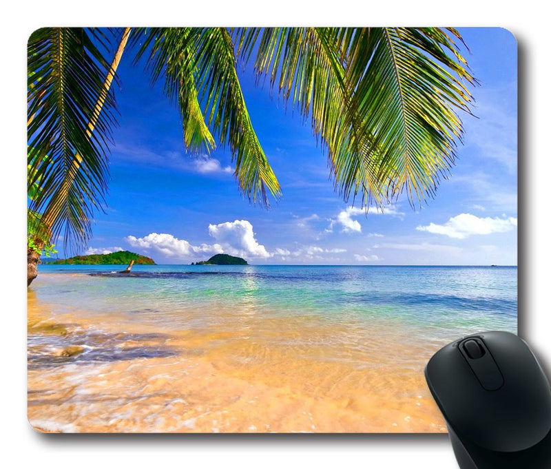 [Australia - AusPower] - Gaming Mouse Pad Shore Palms Tropical Beach Oblong Shaped Mouse Mat Design Natural Eco Rubber Durable Computer Desk Stationery Accessories Mouse Pads For Gift Support Wired Wireless or Bluetooth Mouse 1 