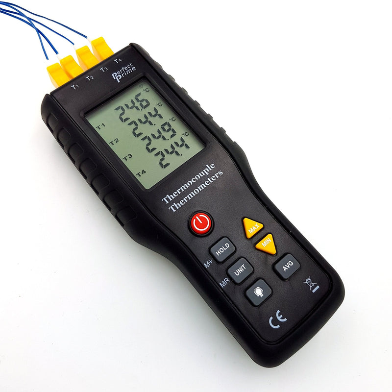 [Australia - AusPower] - PerfectPrime TC41, 4-Channel K-Type Digital Thermometer Thermocouple Sensor -200~1372°C/2501°F 4 CH Basic 