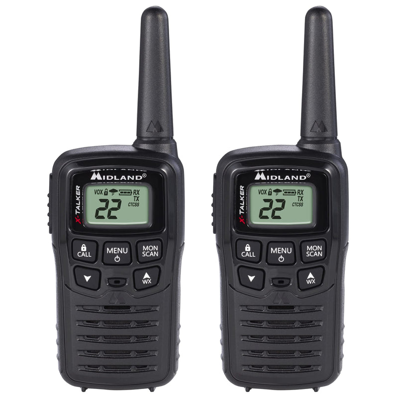 [Australia - AusPower] - Midland - T10 X-TALKER, 22 Channel FRS Walkie Talkies - Extended Range Two Way Radios, 38 Privacy Codes & NOAA Weather Alert (Pair Pack) (Black) 2 Pack 