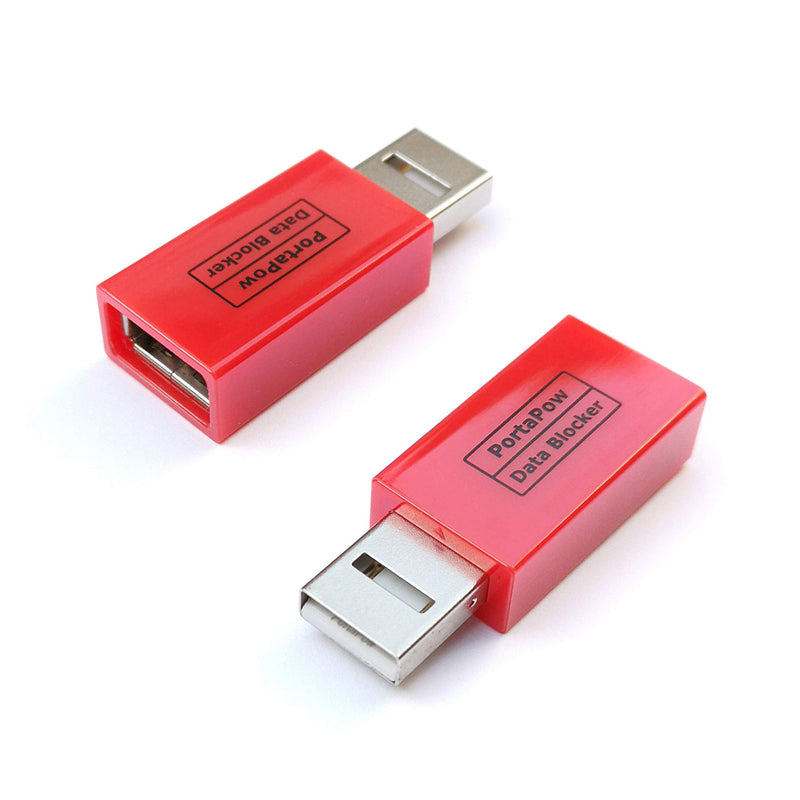 [Australia - AusPower] - PortaPow USB Data Blocker (Red 2 Pack) - Protect Against Juice Jacking Red 