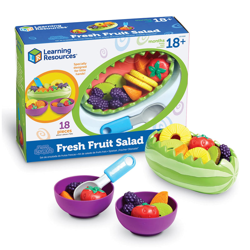 [Australia - AusPower] - Learning Resources New Sprouts Fresh Fruit Salad Set - 18 Pieces , Ages 18+ Months Pretend Play Food for Toddlers, Preschool Learning Toys, Kitchen Play Toys for Kids 