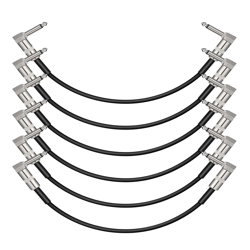 [Australia - AusPower] - Donner Guitar Pedal Cable, Noise-Free Effect Cord 6 Packs 12 Inch, 1/4" Right Angle, Metal Joint, Instrument Cable for Electric Guitar Bass Mixer Pro Audio Microphone Electric Drum, Black Basic 