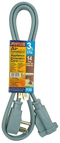 [Australia - AusPower] - POWTECH Heavy duty Air Conditioner and Major Appliance Extension Cord UL Listed 14 Gauge, 125V, 15 Amps, 1875 Watts GROUNDED 3-PRONGED CORD (3 ft) 3 ft 