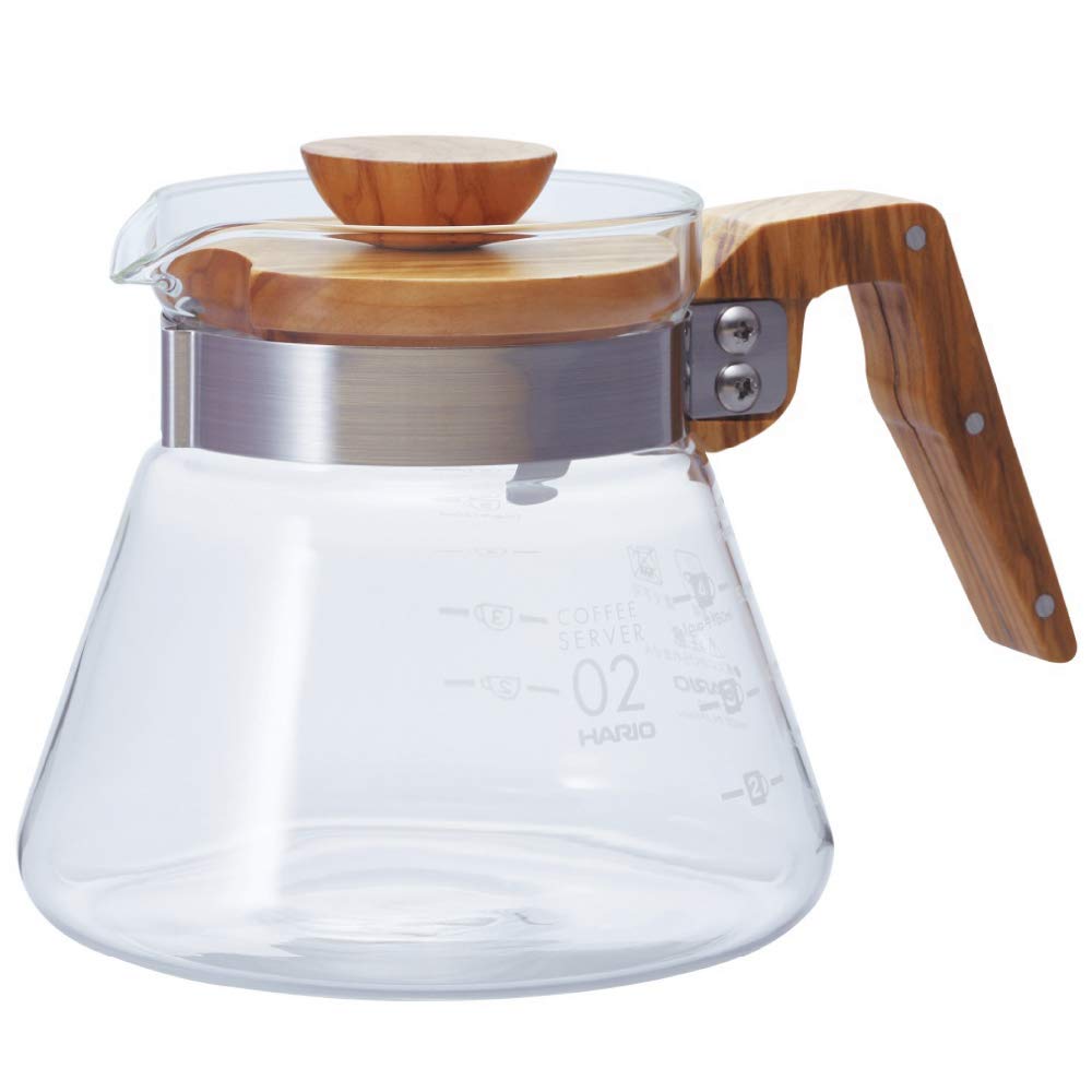 [Australia - AusPower] - Hario Glass Coffee Server, 600ml, Olive Wood 600 ml 