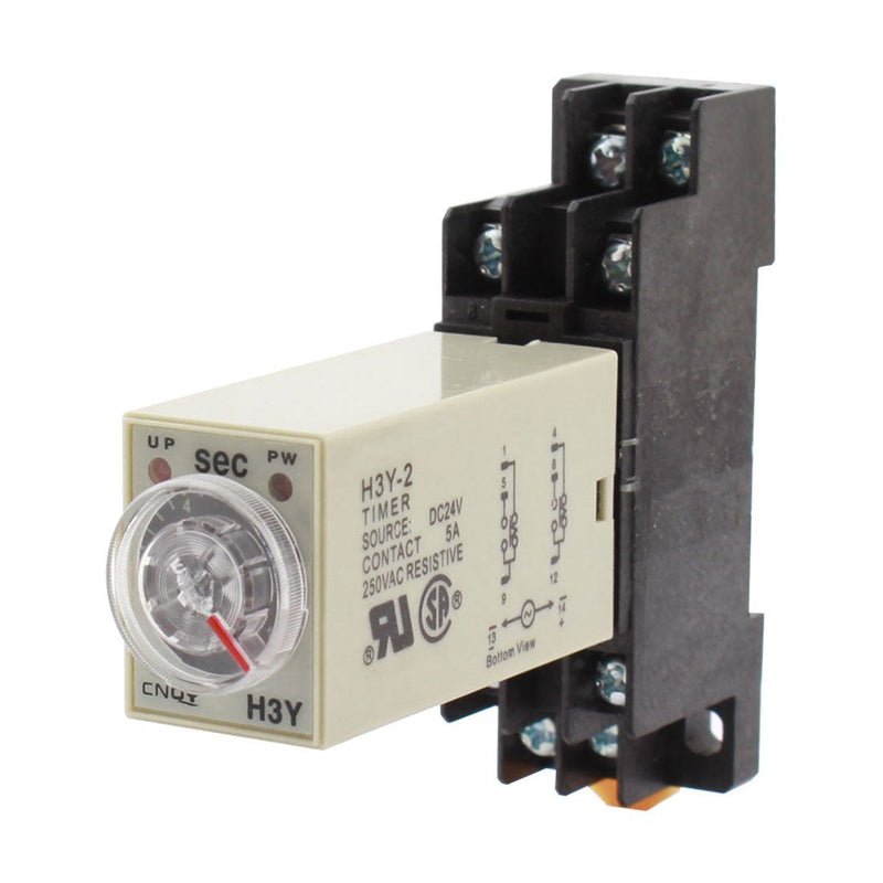 [Australia - AusPower] - uxcell Rotary Knob Control DC 24V DPDT 0-10 Second Power on Delay Timer Relay 