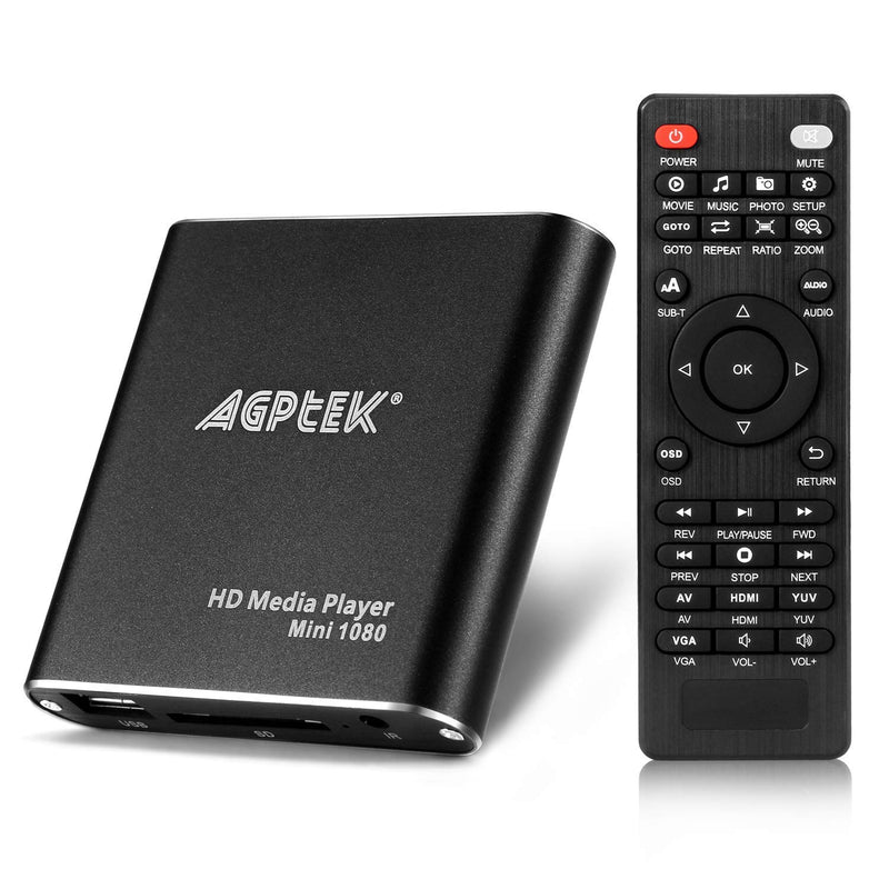 [Australia - AusPower] - HDMI Media Player, Black Mini 1080p Full-HD Ultra HDMI Digital Media Player for -MKV/RM- HDD USB Drives and SD Cards 
