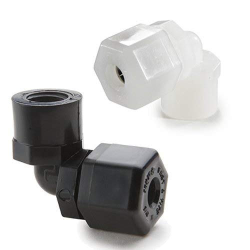 [Australia - AusPower] - Parker Hannifin P4FE4 Fast & Tite Polypropylene Female Elbow Fitting, 90 Degree Angle, 1/4" Compression Tube x 1/4" Female NPTF, Black 