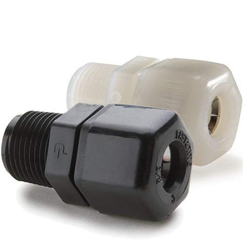[Australia - AusPower] - Parker Hannifin P8MC6 Fast & Tite Polypropylene Male Connector Fitting, 1/2" Compression Tube x 3/8" Male NPTF, Black 