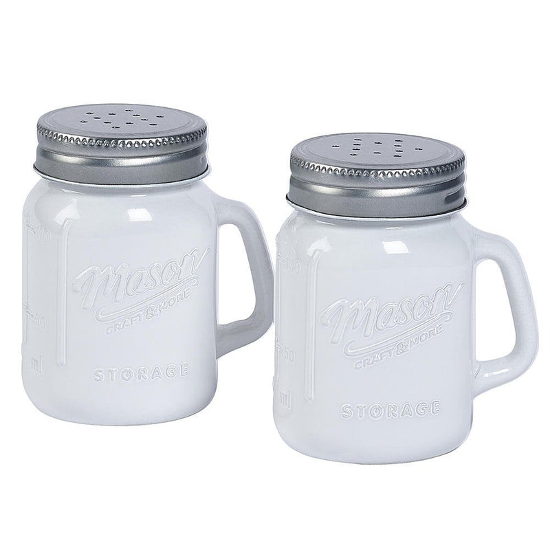 [Australia - AusPower] - White Glass Mason Jar Salt and Pepper Shakers 