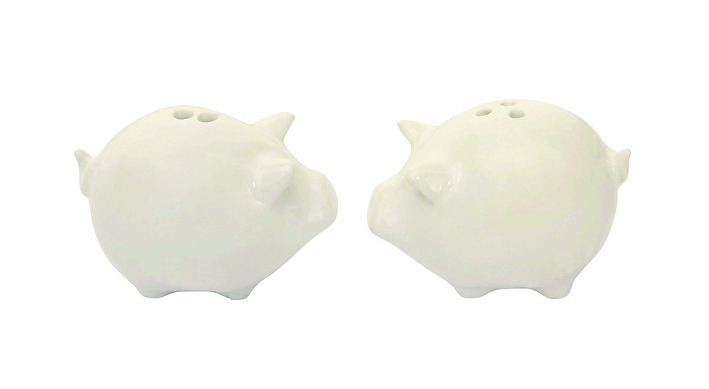 [Australia - AusPower] - Creative Co-Op Pig Shaped White Stoneware Salt & Pepper Shakers (2 Pieces) 