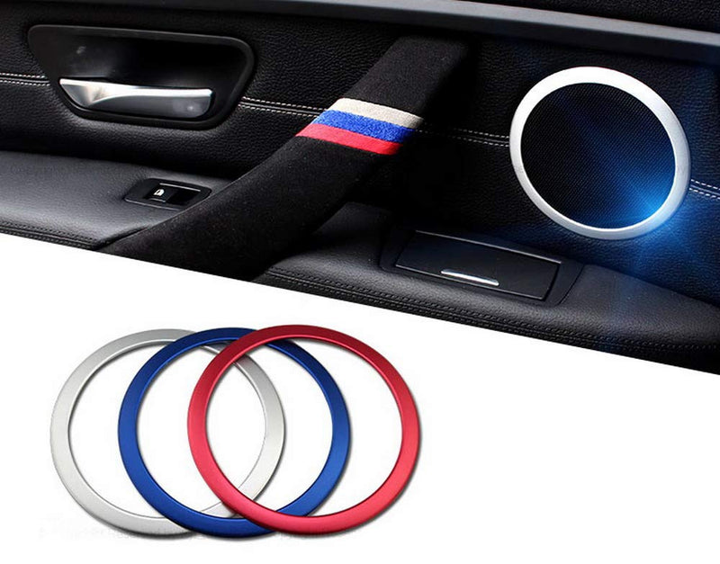 [Australia - AusPower] - iJDMTOY Set of 4 Silver Speaker Decoration Ring Cover Trims Compatible with 2012-2018 BMW F30 F31 3 Series 320i 328i 335i 340i M3 F32 F33 4 Series 428i 435i 440i F30 F32 3 4 Series 