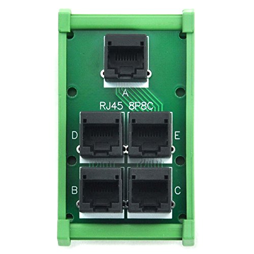 [Australia - AusPower] - Electronics-Salon RJ45 8P8C 5 Jacks Splitter DIN Rail Mounted Interface Module. 