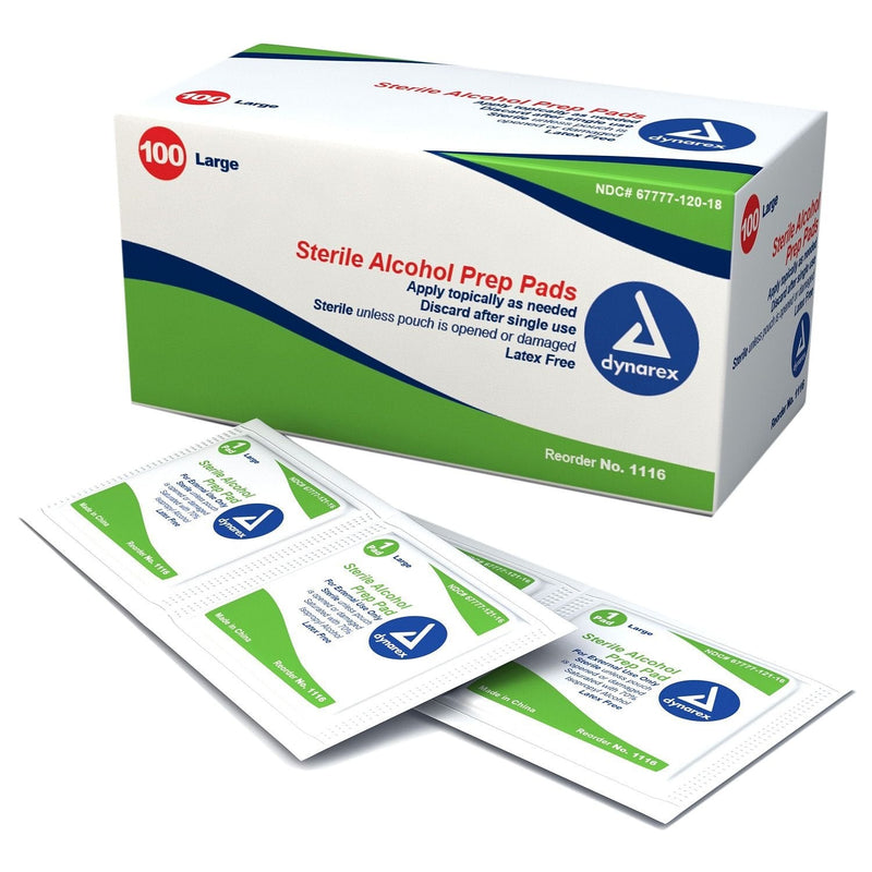 [Australia - AusPower] - Dynarex 1116 Dynarex Sterile Alcohol Prep Pad - 1,000 ct - Large by Dynarex 