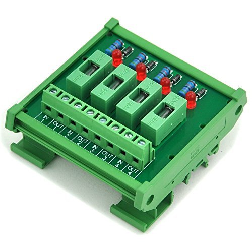 [Australia - AusPower] - Electronics-Salon 4 Channel Fuse Interface Module, for DC 5~48V, Din Rail Mount, w/Fail Indicator 