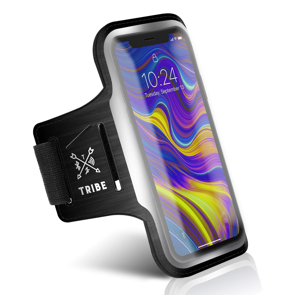 [Australia - AusPower] - TRIBE Running Phone Holder Armband. iPhone & Galaxy Cell Phone Sports Arm Bands for Women, Men, Runners, Jogging, Walking, Exercise & Gym Workout. Fits All Smartphones. Adjustable Strap, CC/Key Pocket L: iPhone+/Pro Max/XR/XS Max/Galaxy+/Ultra/Note Black 