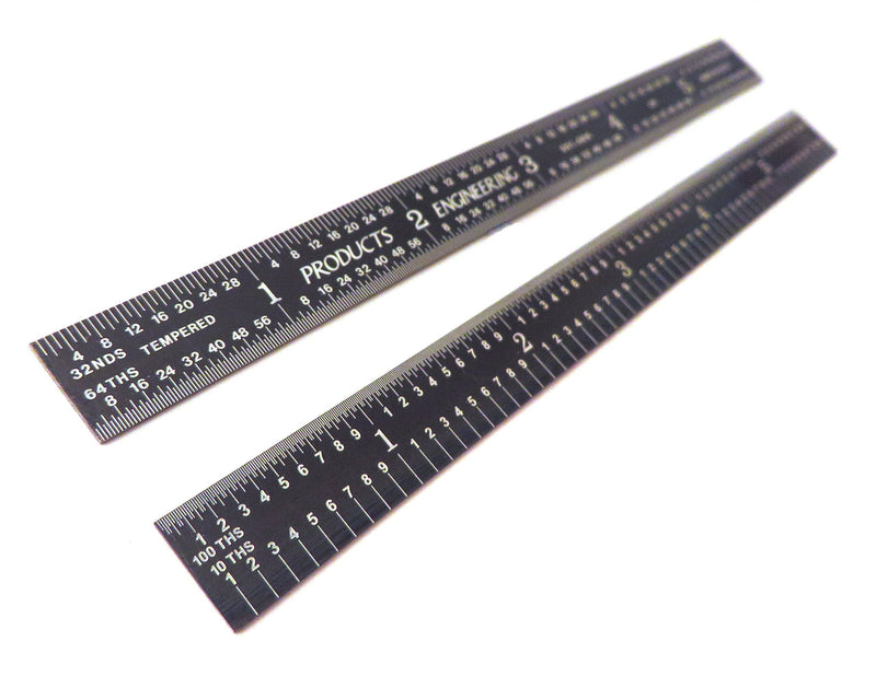 [Australia - AusPower] - PEC Tools 12 Inch 5R Flexible Black Chrome, High Contrast Machinist Ruler with Markings 1/10 Inch, 1/100 Inch, 1/32 Inch and 1/64 Inch (Оne Расk) 