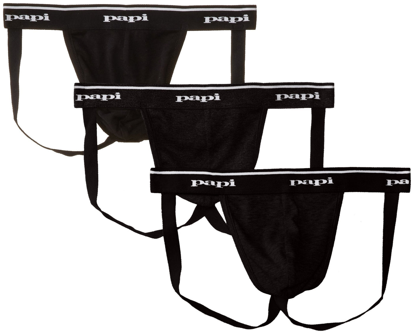 papi Men's 3-Pack Jockstrap, Athletic Supporter, Breathable Male Workout Underwear  Small Black