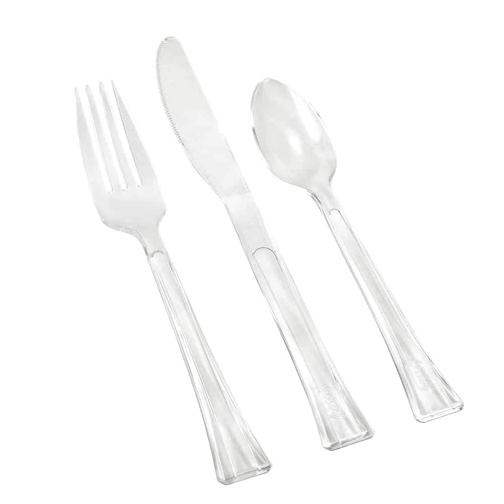 [Australia - AusPower] - Lillian Tablesettings Plastic Combo | Clear | Pack of 24, Cutlery 