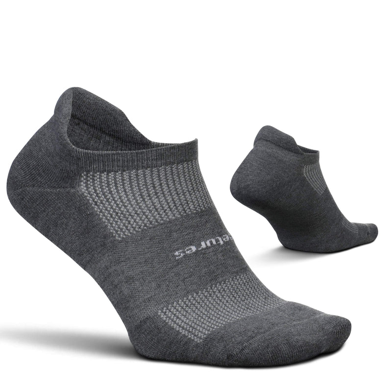 [Australia - AusPower] - Feetures High Performance Cushion No Show Tab Solid- Running Socks for Men & Women, Athletic Ankle Socks, Moisture Wicking Small Heather Gray 