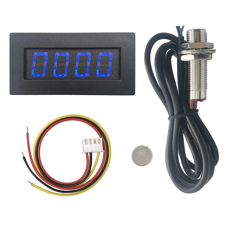 [Australia - AusPower] - DIGITEN 4 Digital LED Tachometer RPM Speed Meter+Hall Proximity Switch Sensor NPN Blue 