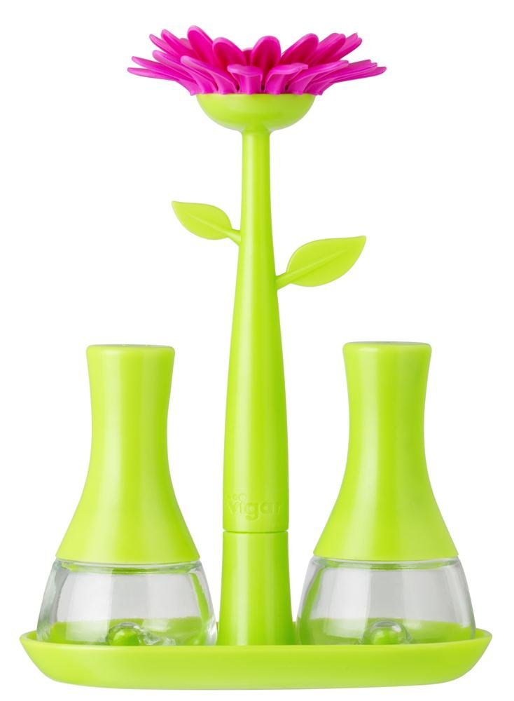 [Australia - AusPower] - Vigar Flower Power of Salt and Pepper Mills Green Plastic 10 x 4 x 12 cm 