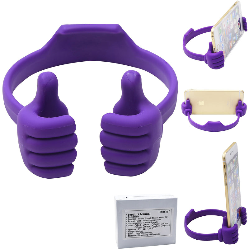 [Australia - AusPower] - Honsky Thumbs-up Cell Phone Stand Holder, Tablet Stand Cradle for Desk Desktop Smartphone Cellphone Mobile Phone Tablets – Universal Adjustable Flexible, Purple 