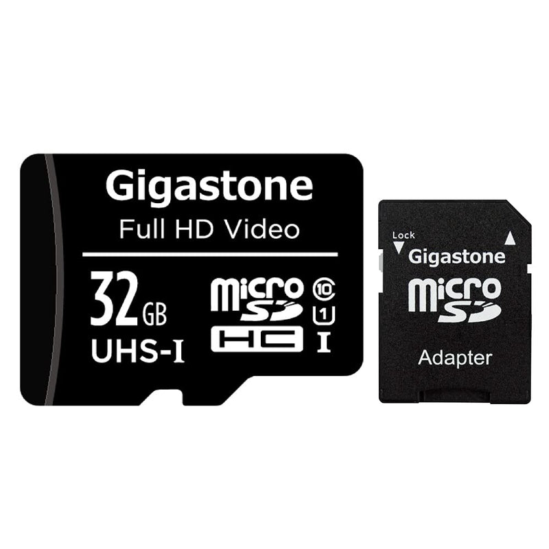 [Australia - AusPower] - Gigastone 32GB Micro SD Card with Adapter, U1 C10 Class 10 90MB/S, Full HD available, Micro SDHC UHS-I Memory Card - Full HD Video Series 32GB Full HD Video 1-Pack 