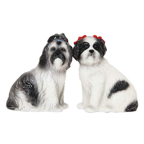 [Australia - AusPower] - Cute Shih Tzu Puppies Ceramic Magnetic Salt Pepper Shakers Home Kitchen Decor 