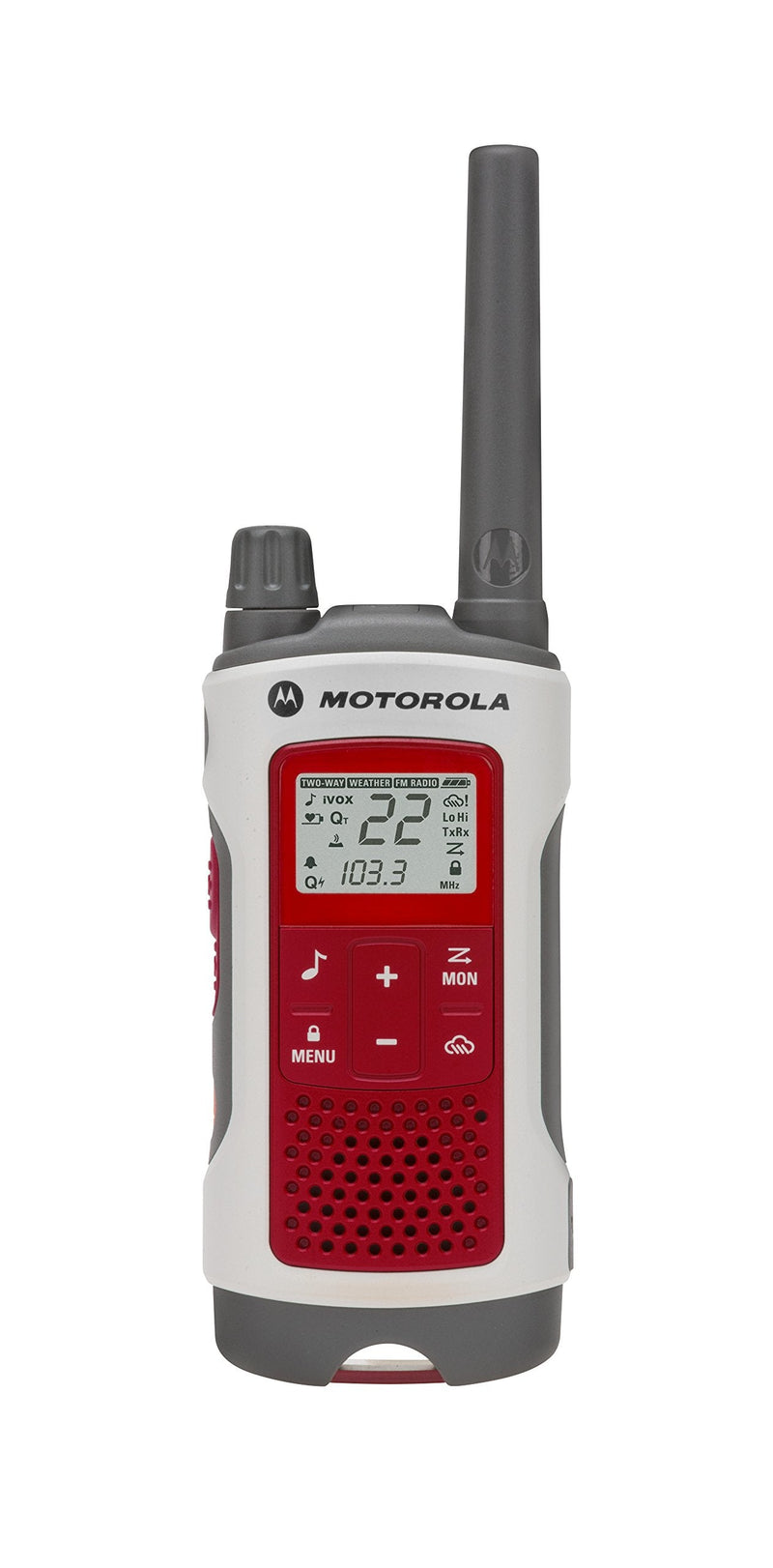 [Australia - AusPower] - Motorola Solutions T480 Talkabout Rechargeable Emergency Preparedness Two-Way Radio Single Unit (Red/White) 