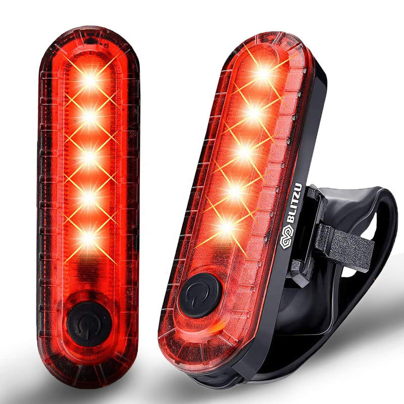 [Australia - AusPower] - BLITZU Bike Tail Lights 2 Pack, Cyborg 120T Bright Red LED Bicycle Rear Light, USB Rechargeable, Waterproof Helmet Light, Cycling Flashlight Safety Reflectors Accessories, Fits Adult & Kids MTB Bikes 