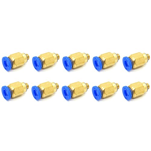 [Australia - AusPower] - 4mm to M5 Pneumatic Connectors Male Straight One-Touch Air Hose Fitting PC4-M5 Pack of 10 