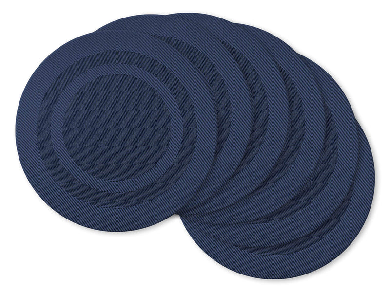 [Australia - AusPower] - DII PVC Tabletop Collection Woven Indoor/Outdoor, Round Placemat Set, 13.75", Nautical Blue, 6 Piece 