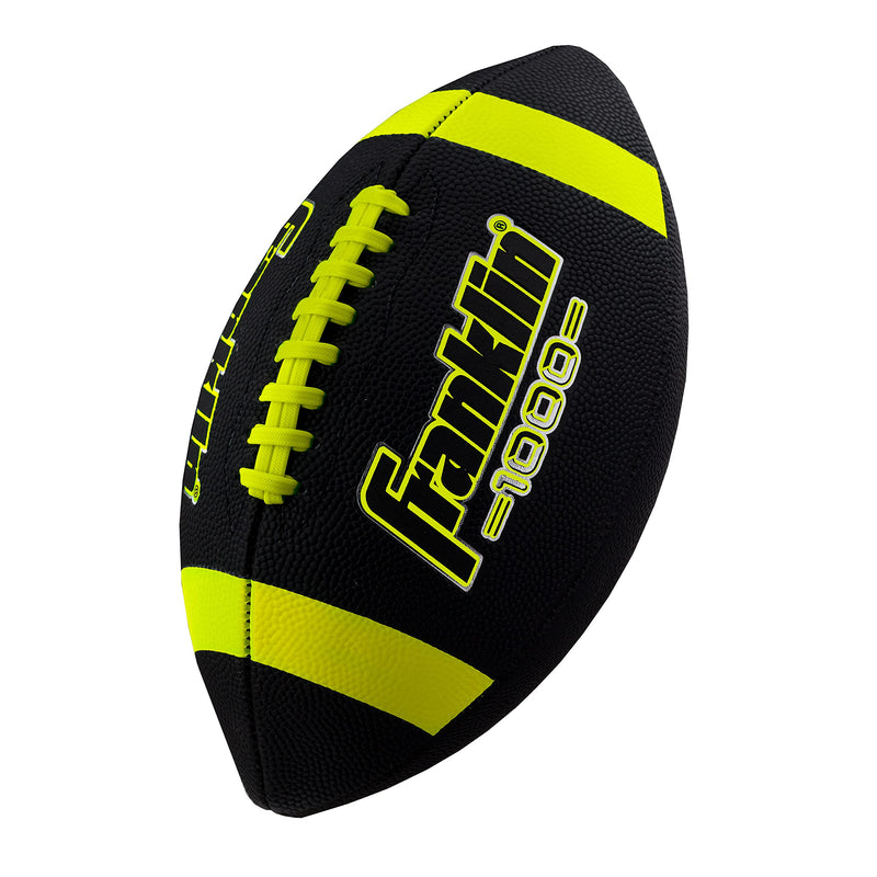 [Australia - AusPower] - Franklin Sports Junior Size Football - Grip-Rite Youth Footballs - Extra Grip Synthetic Leather Perfect for Kids Black/Optic 1 Inflated Football 